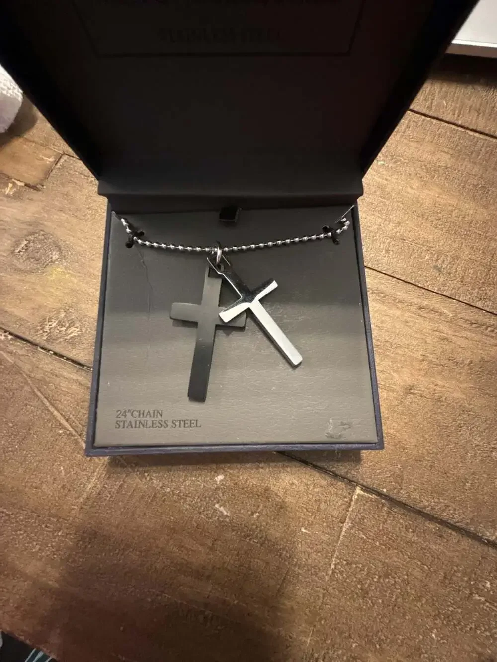 1913 Men's Stainless Steel Chrome And Black Pendant 24